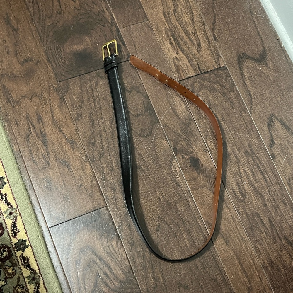 Vintage Coach Black burnished cowhide and solid brass belt 5800